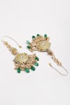 Buy_Dugran By Dugristyle_Gold Plated Pearls, Metallic Thread, Meenakari Dangler Earrings With Ear Chain _Online_at_Aza_Fashions