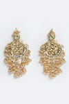Buy_Dugran By Dugristyle_Gold Plated Pearls, Fabric Flowers, Stones Kundan Floral Earrings _at_Aza_Fashions