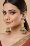 Shop_Dugran By Dugristyle_Gold Plated Kundan Stone Embellished Jhumkas _at_Aza_Fashions