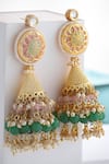 Dugran By Dugristyle_Gold Plated Kundan Stone Embellished Jhumkas _Online_at_Aza_Fashions