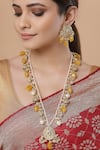 Shop_Dugran By Dugristyle_Gold Plated Kundan Stone Drop Long Necklace Set _at_Aza_Fashions