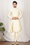 Buy_Aryavir Malhotra_White Dupion Silk Draped Dhoti _at_Aza_Fashions