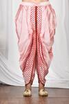 Shop_Aryavir Malhotra_Peach Dupion Silk Printed Draped Dhoti _at_Aza_Fashions