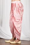 Aryavir Malhotra_Peach Dupion Silk Printed Draped Dhoti _Online_at_Aza_Fashions