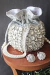 Buy_Nayaab By Sonia_Silver Embroidery, Beads Silk Potli _at_Aza_Fashions