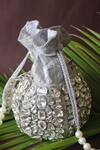 Nayaab By Sonia_Silver Embroidery, Beads Silk Potli _at_Aza_Fashions