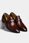 Shop_Luxoro Formello_Brown Hand Painted Horsebit Loafers _at_Aza_Fashions