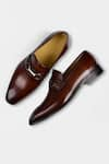 Buy_Luxoro Formello_Brown Hand Painted Horsebit Loafers _Online_at_Aza_Fashions