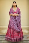 Buy_Jade by Monica and Karishma_Purple Blouse And Lehenga Raw Silk Embroidery V Neck Bridal Set _at_Aza_Fashions