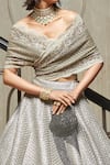 Jade by Monica and Karishma_Silver Top Organza V Neck Wrap And Lehenga Set _Online_at_Aza_Fashions