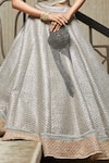 Buy_Jade by Monica and Karishma_Silver Top Organza V Neck Wrap And Lehenga Set _Online_at_Aza_Fashions