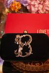 Buy_Lovetobag_Black Dilara Velvet Monogram Box Clutch _at_Aza_Fashions