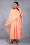 Asaga_Peach Anarkali Chanderi Silk, Cotton Pant Mul Cotton Dupatta Organza V Set _Online_at_Aza_Fashions