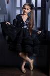 Hoity Moppet_Black Satin, Tulle Sequins, Metallic Thread Disco Ball Work Dress_Online_at_Aza_Fashions