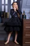 Buy_Hoity Moppet_Black Satin, Tulle Sequins, Metallic Thread Disco Ball Work Dress_Online_at_Aza_Fashions