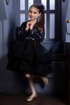 Shop_Hoity Moppet_Black Satin, Tulle Sequins, Metallic Thread Disco Ball Work Dress_Online_at_Aza_Fashions