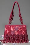Eena_Red Sequins, Cut Work Embellished Box Clutch _Online_at_Aza_Fashions