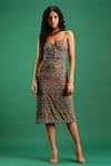 Buy_Nidhi Yasha_Green Viscose Floral Print Dress_at_Aza_Fashions