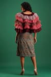 Shop_Nidhi Yasha_Maroon Viscose Ruffled Cape _at_Aza_Fashions