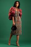 Nidhi Yasha_Maroon Viscose Ruffled Cape _Online_at_Aza_Fashions