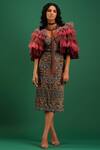Buy_Nidhi Yasha_Maroon Viscose Ruffled Cape _Online_at_Aza_Fashions
