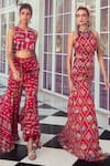 Buy Diyarajvvir Red Georgette Tassels Round Neck Geometric Jaal Print Jumpsuit Online at Aza Fashions Buy_Diyarajvvir_Red Georgette Tassels Round Neck Geometric Jaal Print Jumpsuit _Online_at_Aza_Fashions