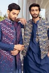 Buy_Diyarajvvir_Blue , Satin Cut Work, Embroidery, Indigo Bundi And Kurta Set _Online_at_Aza_Fashions