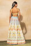 Diyarajvvir Blue Satin, Silk, Tassels, Mirrors, Geometric Print Lehenga Set at Aza Fashions Diyarajvvir_Blue Satin, Silk, Tassels, Mirrors, Geometric Print Lehenga Set _at_Aza_Fashions