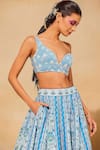 Diyarajvvir Blue Tulle, Silk, Cotton Embroidery, Tassels, Mirrors Asymmetric Lehenga Set at Aza Fashions Diyarajvvir_Blue Tulle, Silk, Cotton Embroidery, Tassels, Mirrors Asymmetric Lehenga Set _at_Aza_Fashions