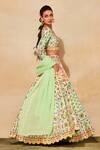 Shop_Diyarajvvir_Green Silk, Cotton Cut Work, Mirrors, Sequins, Embroidery Cutdana Lehenga Set _Online_at_Aza_Fashions