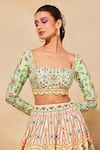 Diyarajvvir_Green Silk, Cotton Cut Work, Mirrors, Sequins, Embroidery Cutdana Lehenga Set _at_Aza_Fashions