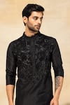 Diyarajvvir_Black Cotton Embroidery Diamond Pattern Kurta Set _Online_at_Aza_Fashions