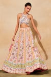 Buy_DiyaRajvvir_Pink Tulle Printed Floral Round Lehenga And Blouse Set _Online_at_Aza_Fashions