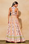 Shop_DiyaRajvvir_Pink Tulle Printed Floral Round Lehenga And Blouse Set _Online_at_Aza_Fashions