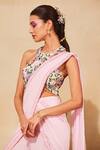 Buy_DiyaRajvvir_Pink Georgette, Tulle Sequins, Beads, Embroidery Sharara Saree With Blouse _Online_at_Aza_Fashions