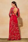 DiyaRajvvir_Red Modal Floral Jaal Print Blouse And Sharara Saree Set_at_Aza_Fashions