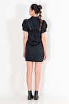 Shop Devina Juneja Black Leather, Pure Cotton Shirt Collar Dress With Embellished Vest at Aza Fashions Shop_Devina Juneja_Black Leather, Pure Cotton Shirt Collar Dress With Embellished Vest _at_Aza_Fashions