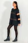 Buy_Devina Juneja_Black Crepe Round Cutwork Shirt _Online_at_Aza_Fashions