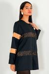 Shop_Devina Juneja_Black Crepe Round Cutwork Shirt _Online_at_Aza_Fashions