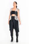 Buy_Devina Juneja_Black Pleated Fabric Open Jacket _Online_at_Aza_Fashions