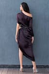 Shop Devina Juneja Purple Heavy Satin Asymmetric One Shoulder Draped Dress at Aza Fashions Shop_Devina Juneja_Purple Heavy Satin Asymmetric One Shoulder Draped Dress _at_Aza_Fashions