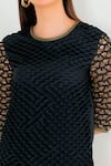 Devina Juneja Black Crepe Round Cutwork Dress at Aza Fashions Devina Juneja_Black Crepe Round Cutwork Dress _at_Aza_Fashions