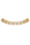 Shop_Anita Dongre_Gold Plated Crystal Aqua Quartz Floral Necklace_at_Aza_Fashions