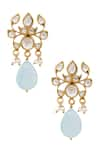 Buy_Anita Dongre_Gold Plated Stone Lotus Aquamarine Drop Earrings_at_Aza_Fashions