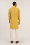 Shop_Dhruv Vaish_Yellow Cotton Silk Embroidered Zig Zag Pattern Asymmetric Kurta Set  _at_Aza_Fashions