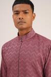 Shop_Dhruv Vaish_Purple Cotton Silk Zig Zag Pattern Asymmetric Kurta Set_Online_at_Aza_Fashions