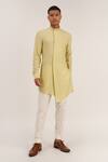 Buy_Dhruv Vaish_Green Cotton Silk Thread Asymmetric Kurta Set_at_Aza_Fashions