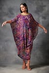 Buy_Saundh_Purple Viscose Georgette Printed And Embroidered Marine Plant Darkha Kaftan_at_Aza_Fashions