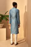 Shop_Dhruv Vaish_Blue Cotton Silk Chanderi Embroidered Kurta Set  _at_Aza_Fashions