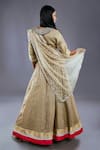 Shop_Divya Kanakia_Beige Linen Embellished Sequins Shawl Collar Lehenga Set With Dupatta _at_Aza_Fashions